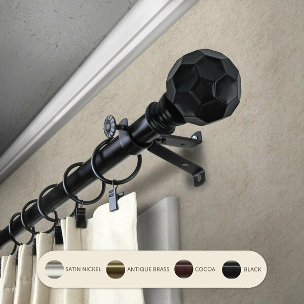 Central Design 0.8125 in. Remi Curtain Rod with 66 to 120 in. Extension, Black 4890-662